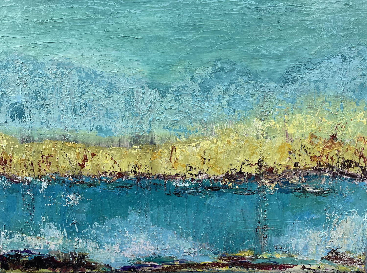 Wald Land Fluß Angela Sommer Original painting for sale