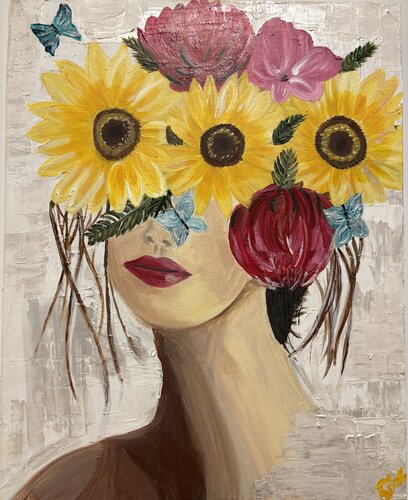 Behind the Bloom by Tania Thenabadu, Painting for Sale on Select
