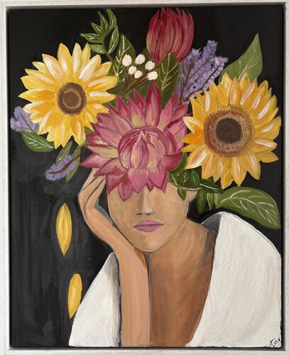 Crowned in Sunflowers by Tania Thenabadu, Painting for Sale on Select