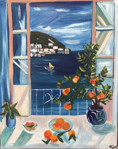 Mediterranean Summer Vibes by Tania Thenabadu, Painting for Sale on Select