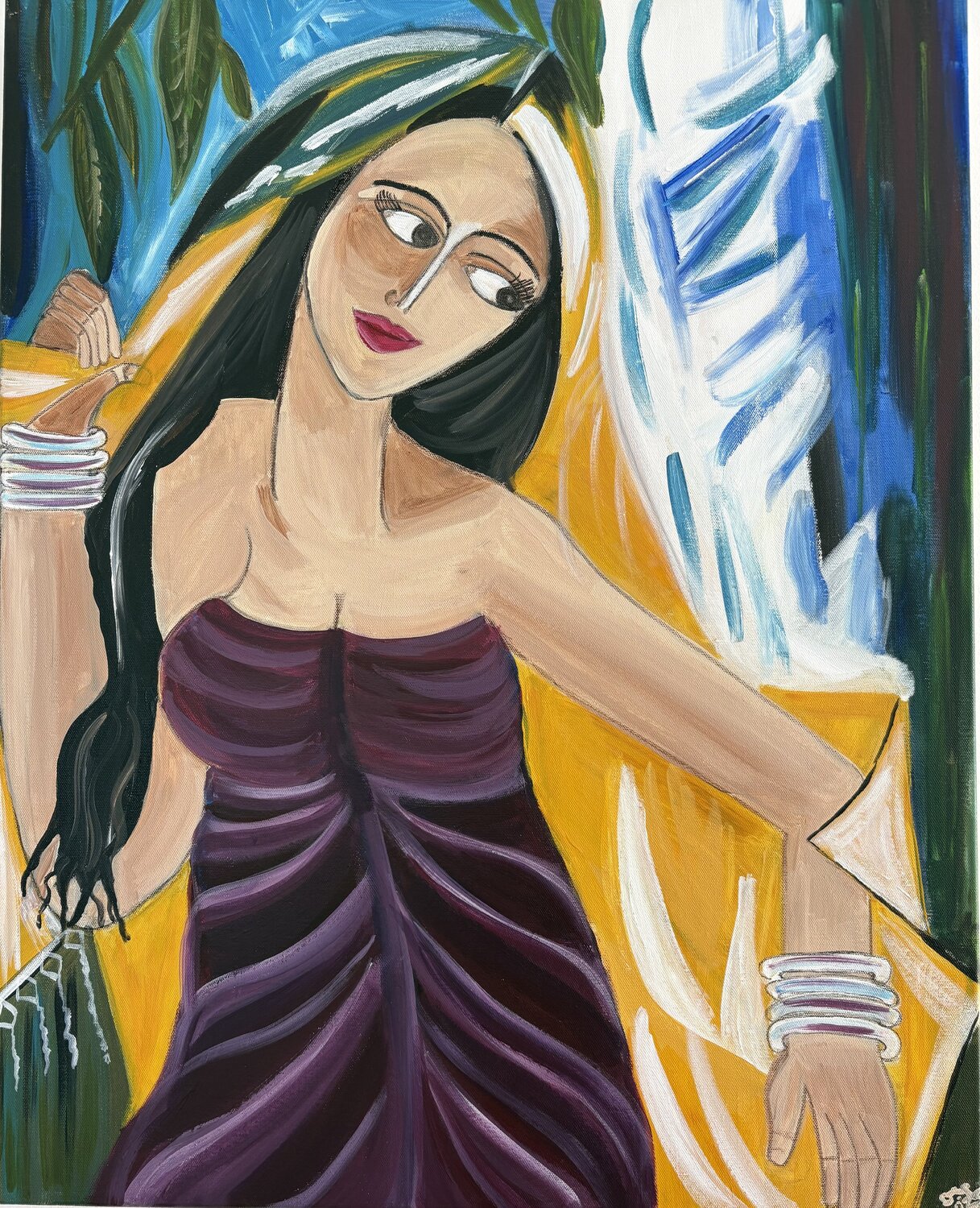 Whispers of the Falls Tania Thenabadu Original painting for sale