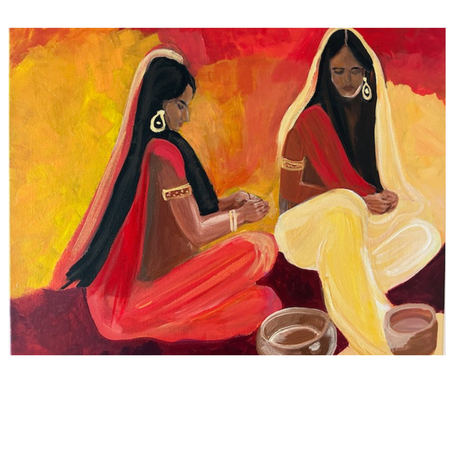 The Sisters in Harmony Tania Thenabadu Original painting for sale