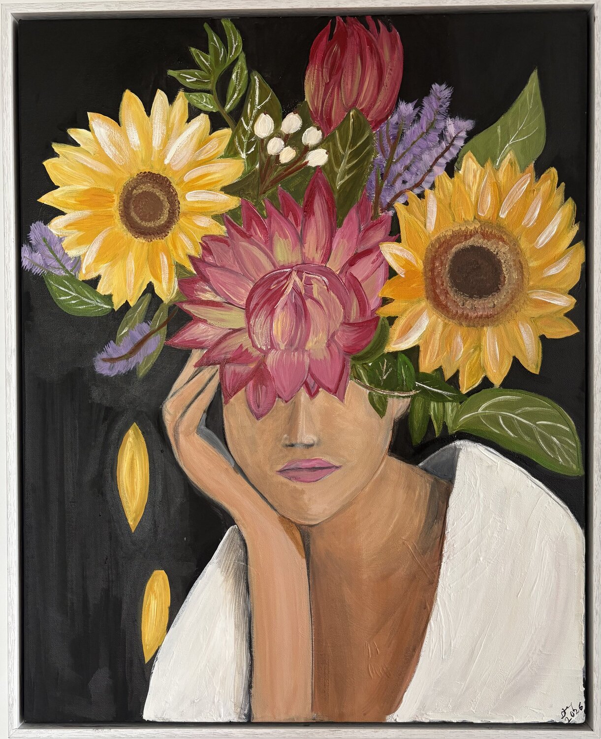 Crowned in Sunflowers Tania Thenabadu Original painting for sale