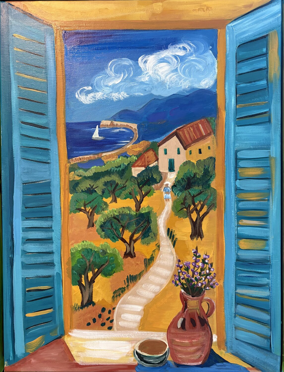 Summer in the Mediterranean Tania Thenabadu Originalgemälde zu verkaufen