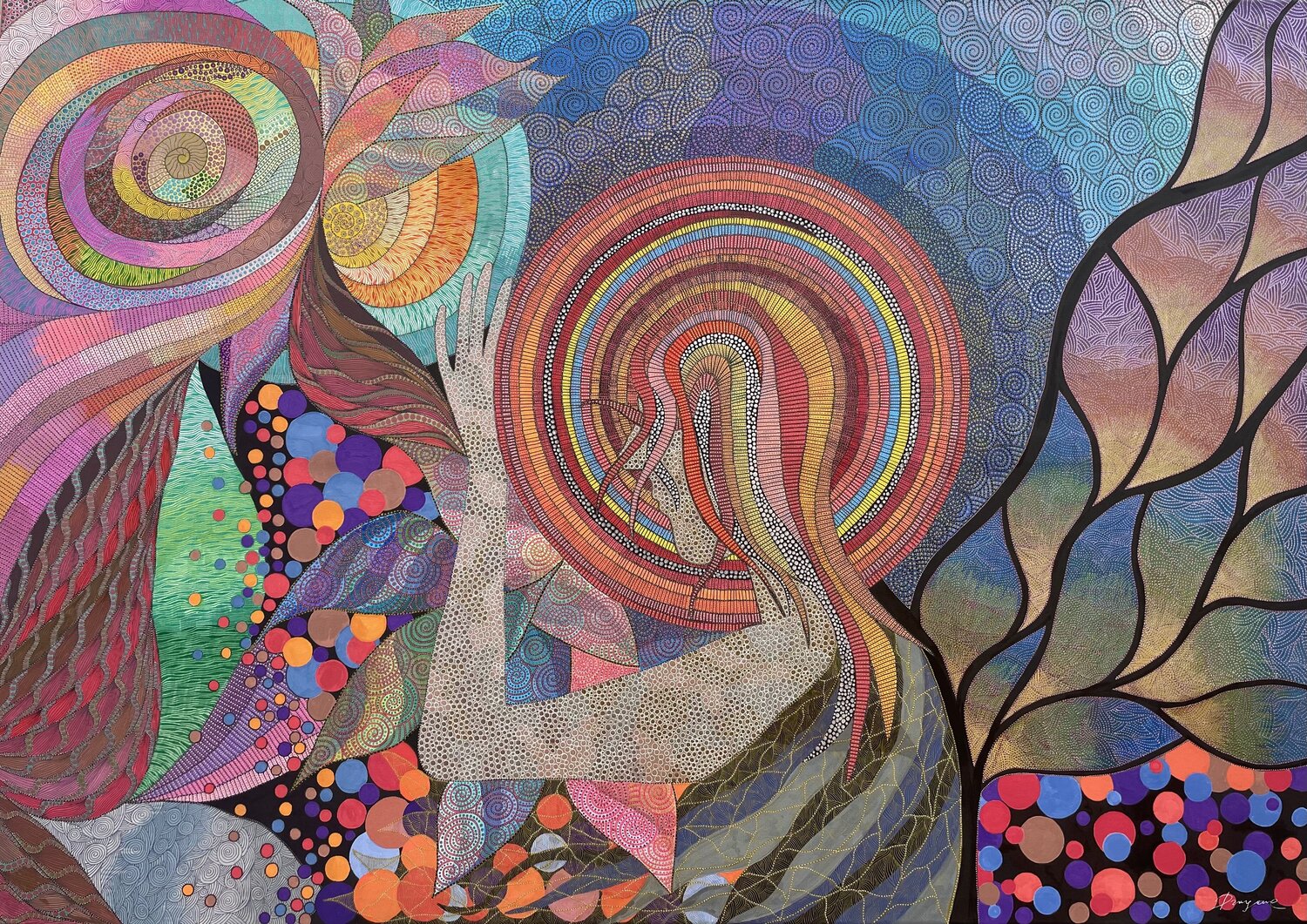 Listening to the Infinite Dragana Olah Drawing for sale
