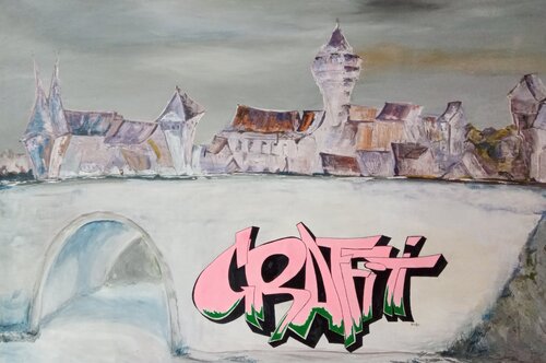 Mel Gs Graffiti von Birgit van der Gang, Malerei kaufen auf Select