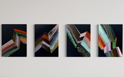 Black  Lines group of 4 ) by Danny Kästner, Painting for Sale on Select