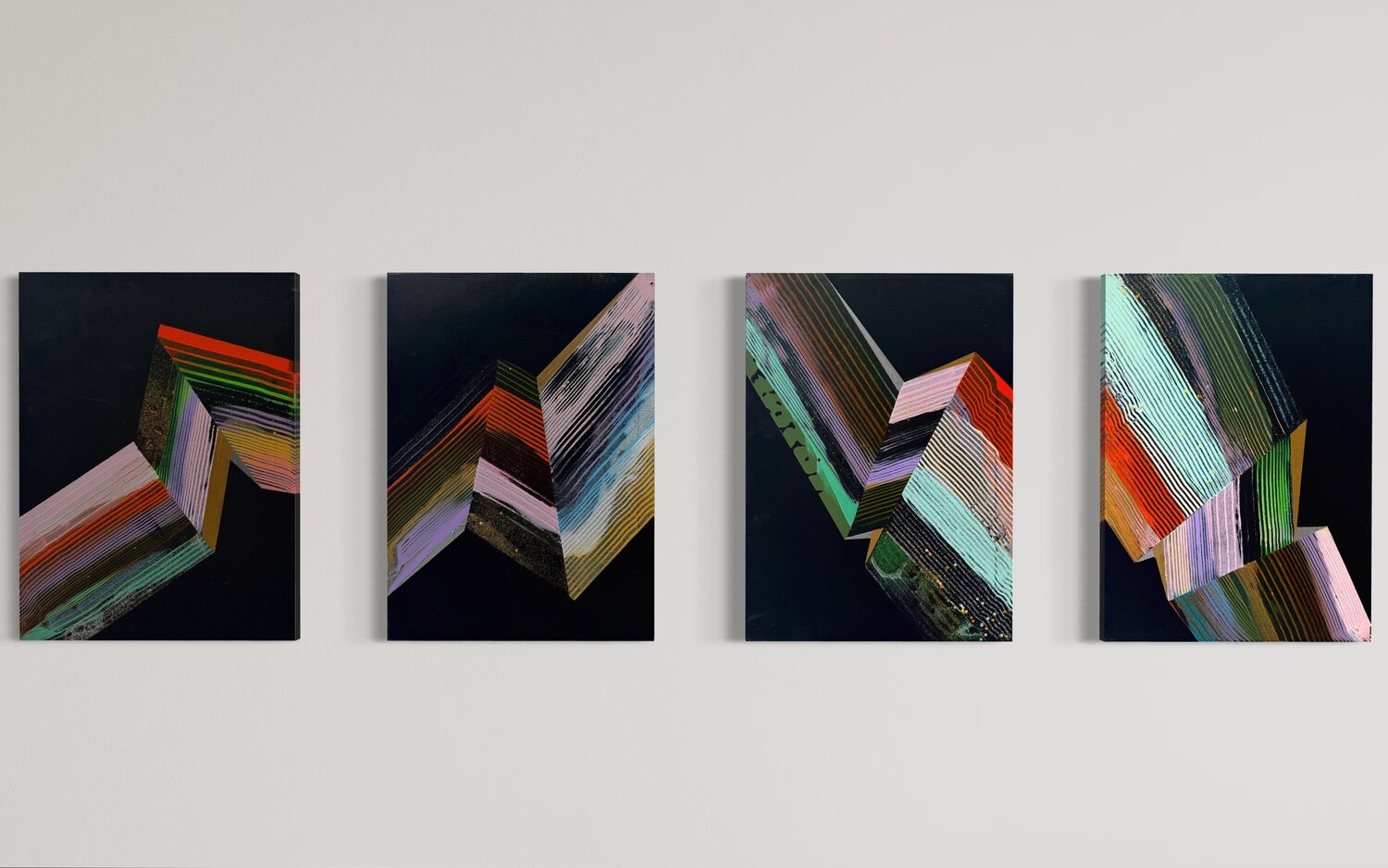 Black  Lines group of 4 ) Danny Kästner Original painting for sale