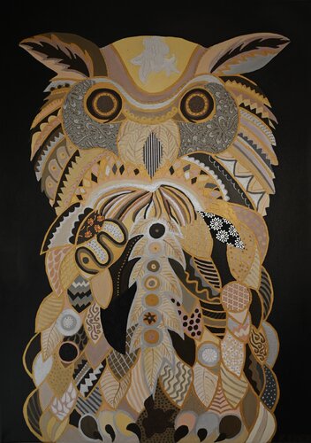 Glauca, the Owl of Athena by Katja Nagel, Painting for Sale on Select