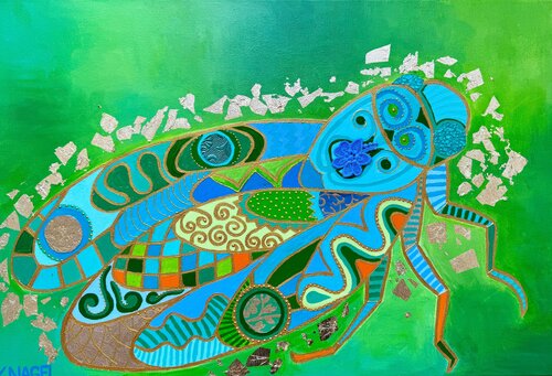 The praying Mantis of Athena by Katja Nagel, Painting for Sale on Select
