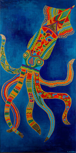 Thetis as fire, water, lion, snake and squid 1 by Katja Nagel, Painting for Sale on Select