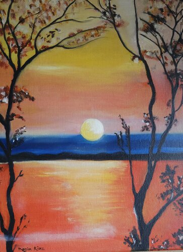 Golden Serenity by Nazia Waqas, Painting for Sale on Select