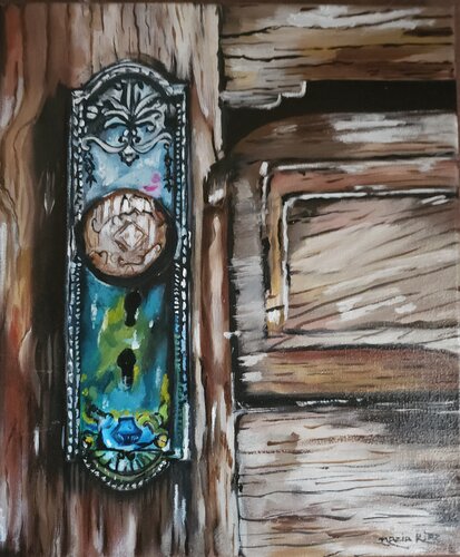 Echoes behind the doors by Nazia Waqas, Painting for Sale on Select