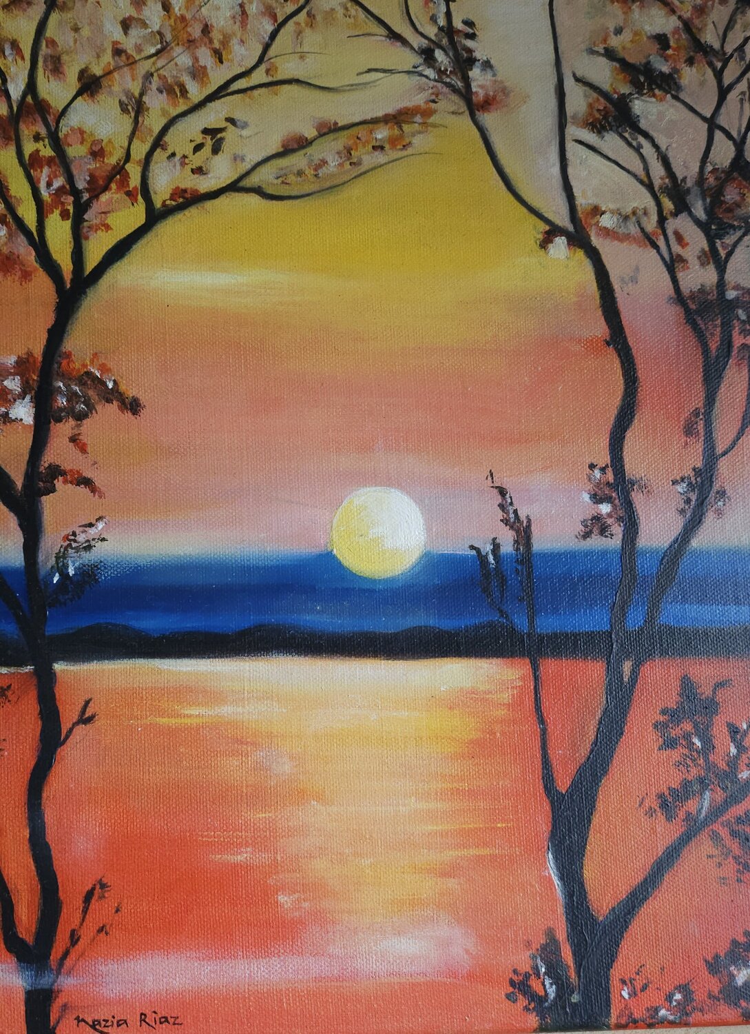 Golden Serenity Nazia Waqas Original painting for sale