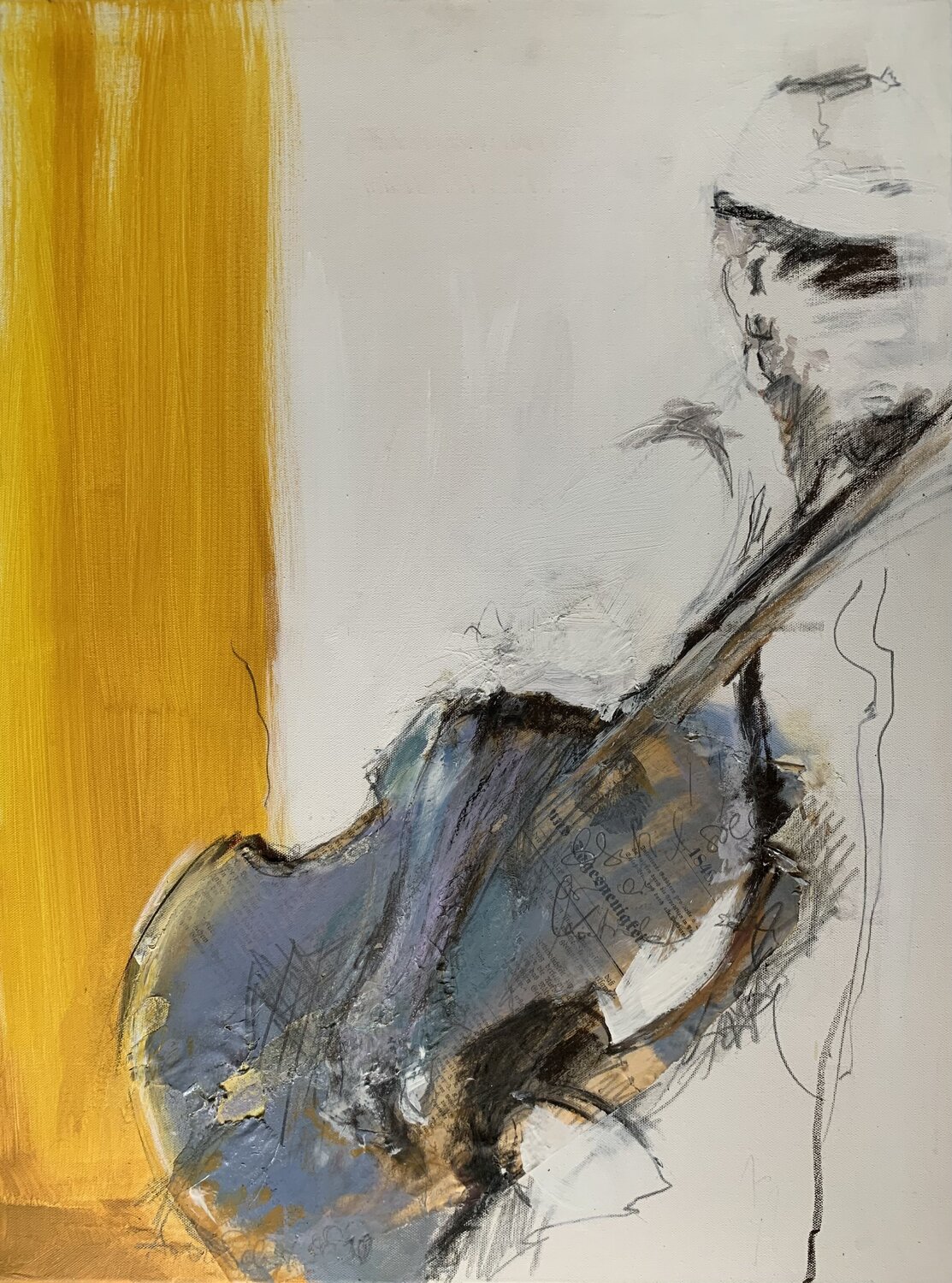 Mann mit Instrument Anni Salewski Original painting for sale