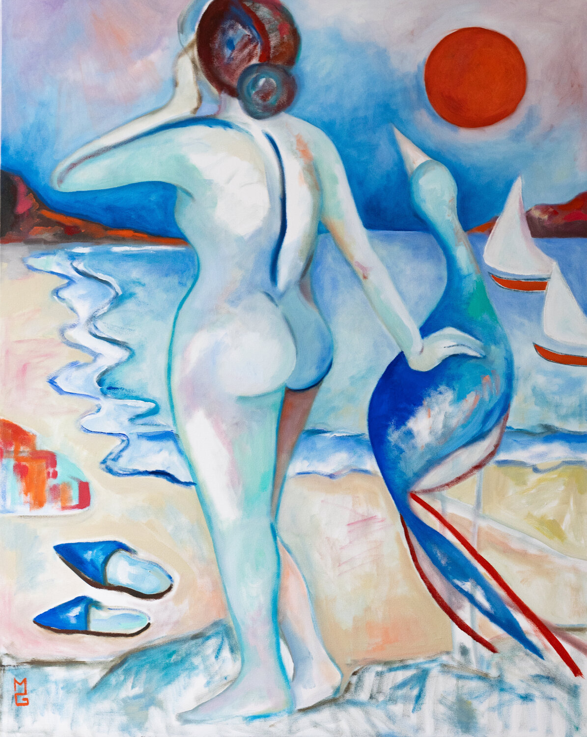 L'ÉCUME ET L'OISEAU Marie-Gabrielle Glock Original painting for sale