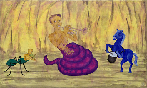 Rattlesnakes Crazy Horse Band by Sabrina Catowiez, Painting for Sale on Select