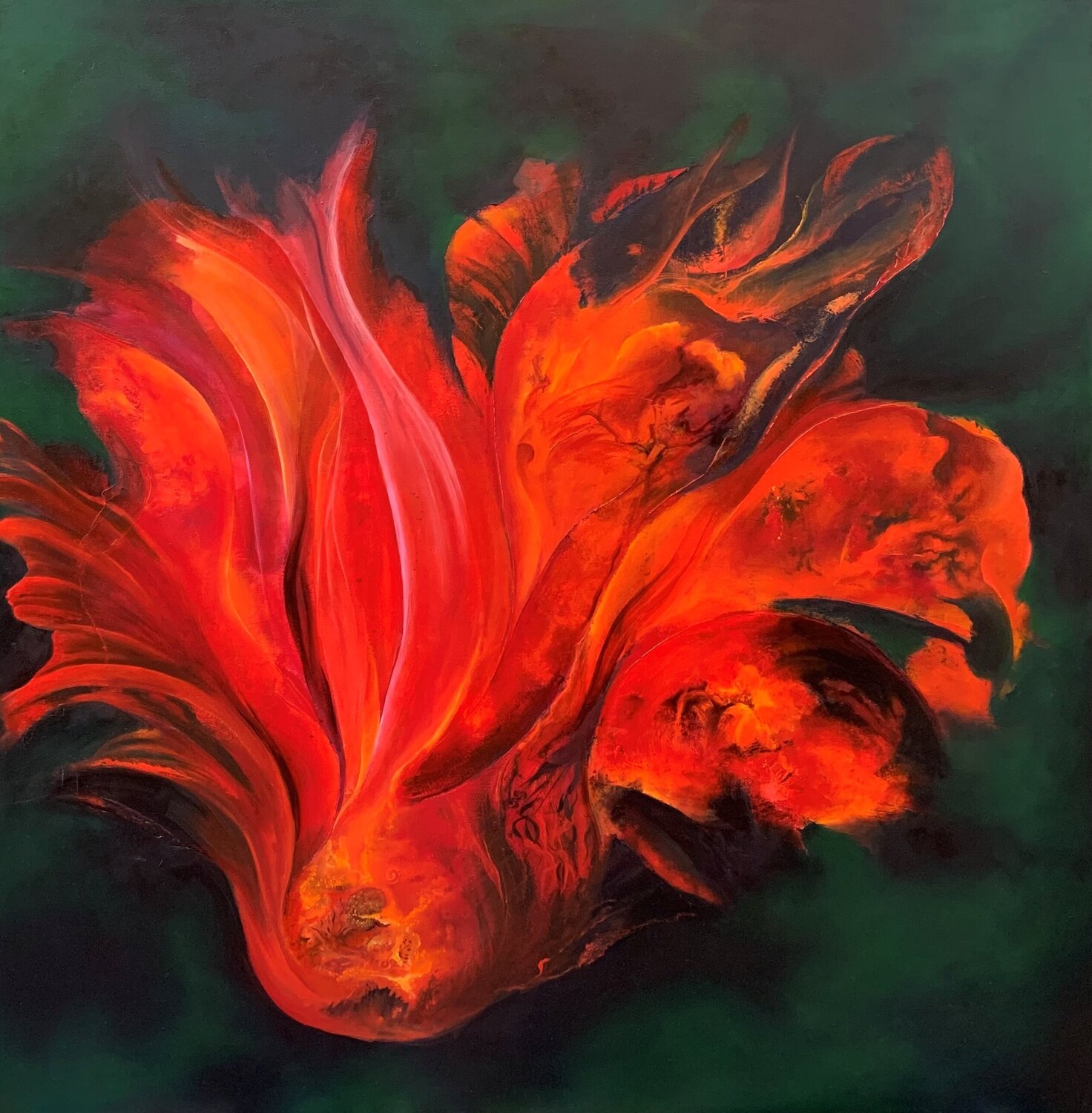 Eclosion de feu Sylvie Roy Original painting for sale