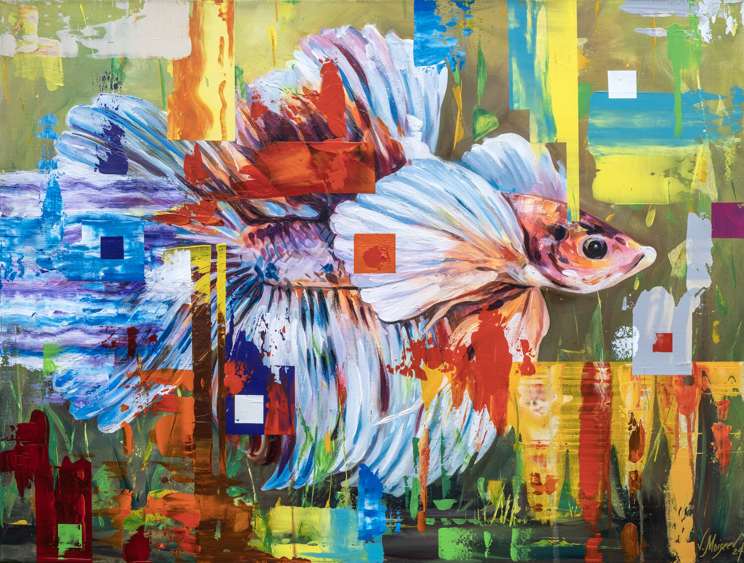 "Charm behind the Glass" Vitaly Moiseev Original painting for sale