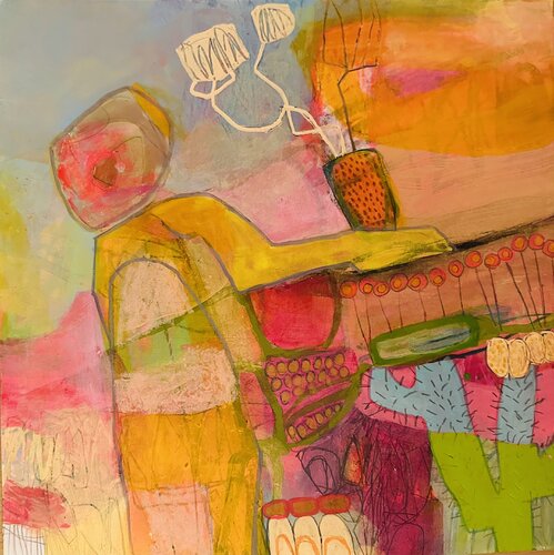 Rückenansicht einer Blüte by Huanita Vidicek, Painting for Sale on Select