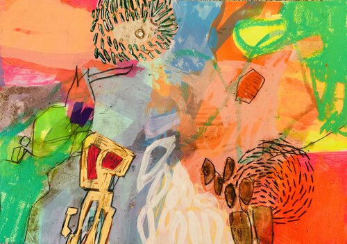 Wo Farben tanzen lernen by Huanita Vidicek, Painting for Sale on Select