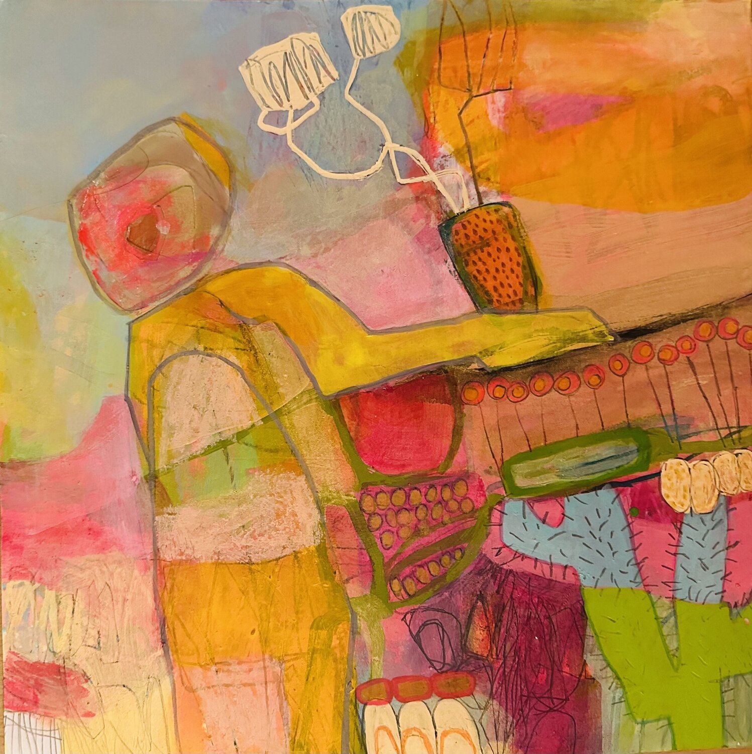 Rückenansicht einer Blüte Huanita Vidicek Original painting for sale
