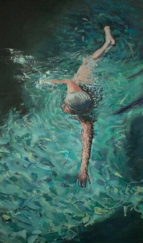 Pool Swimmer by Mark LaRiviere, Painting for Sale on Select