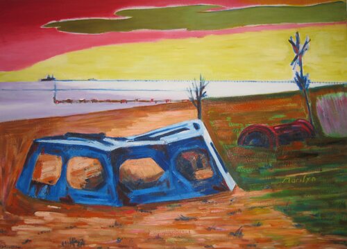 Beach Wreck At Southend on Sea by michael aitken, Painting for Sale on Select