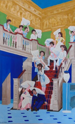 The Maids, pillow-fight by michael aitken, Painting for Sale on Select