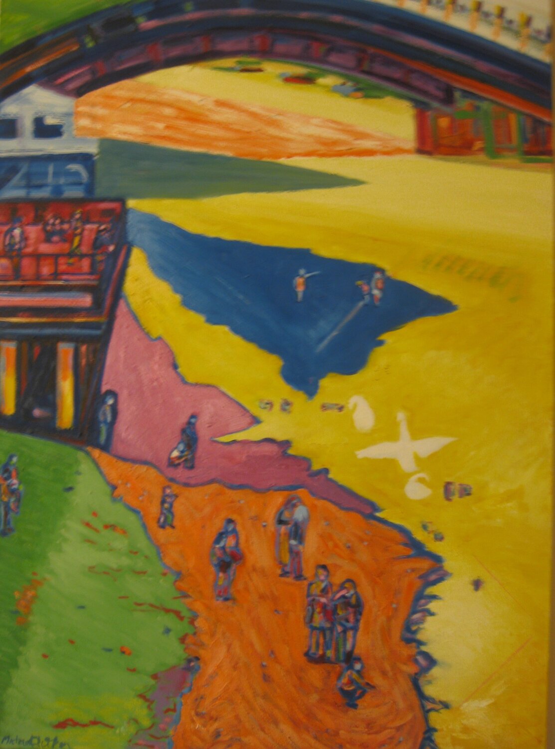 The swans outside the Tate michael aitken Original painting for sale