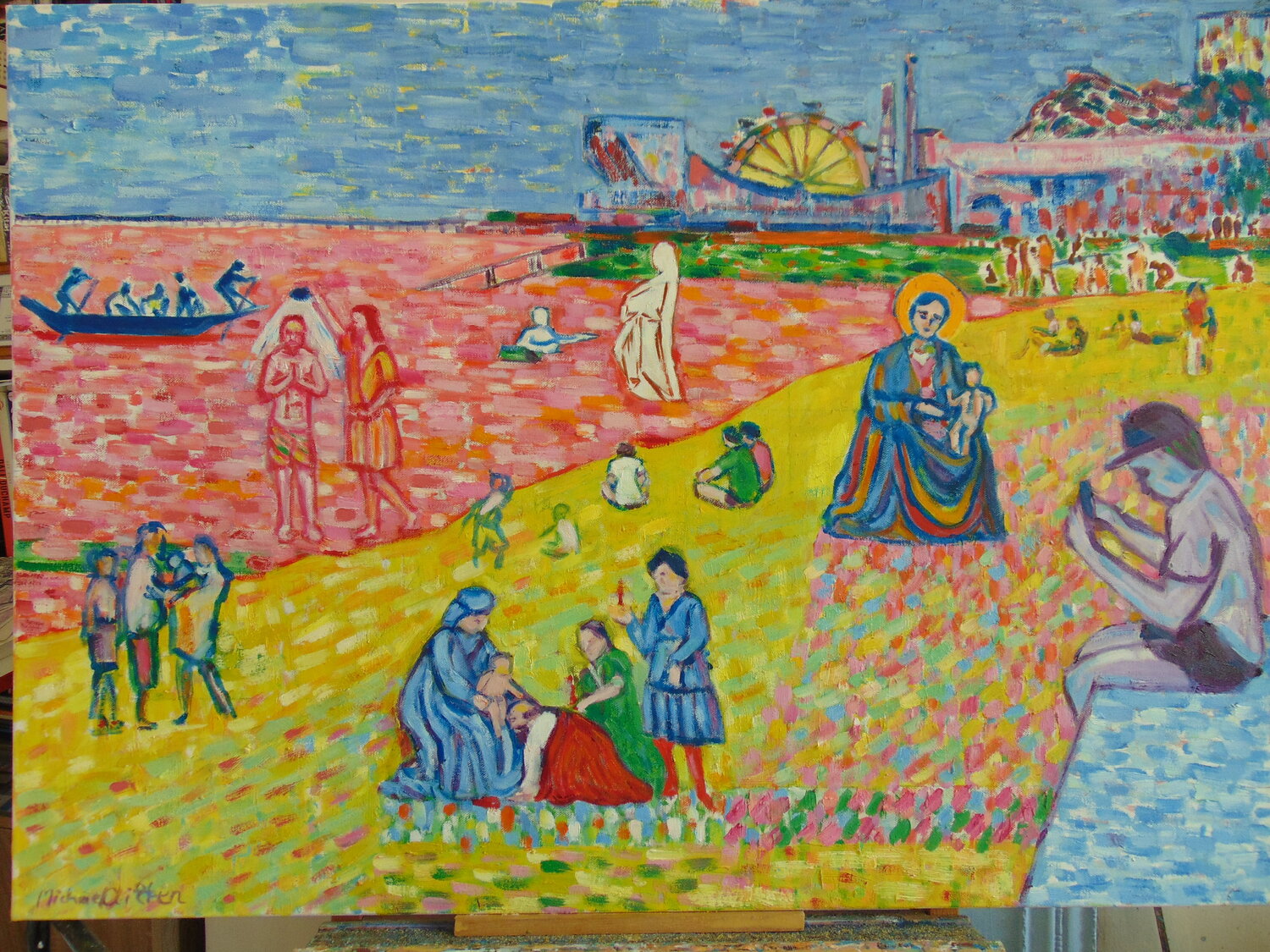 Southend beach and pier michael aitken Original painting for sale