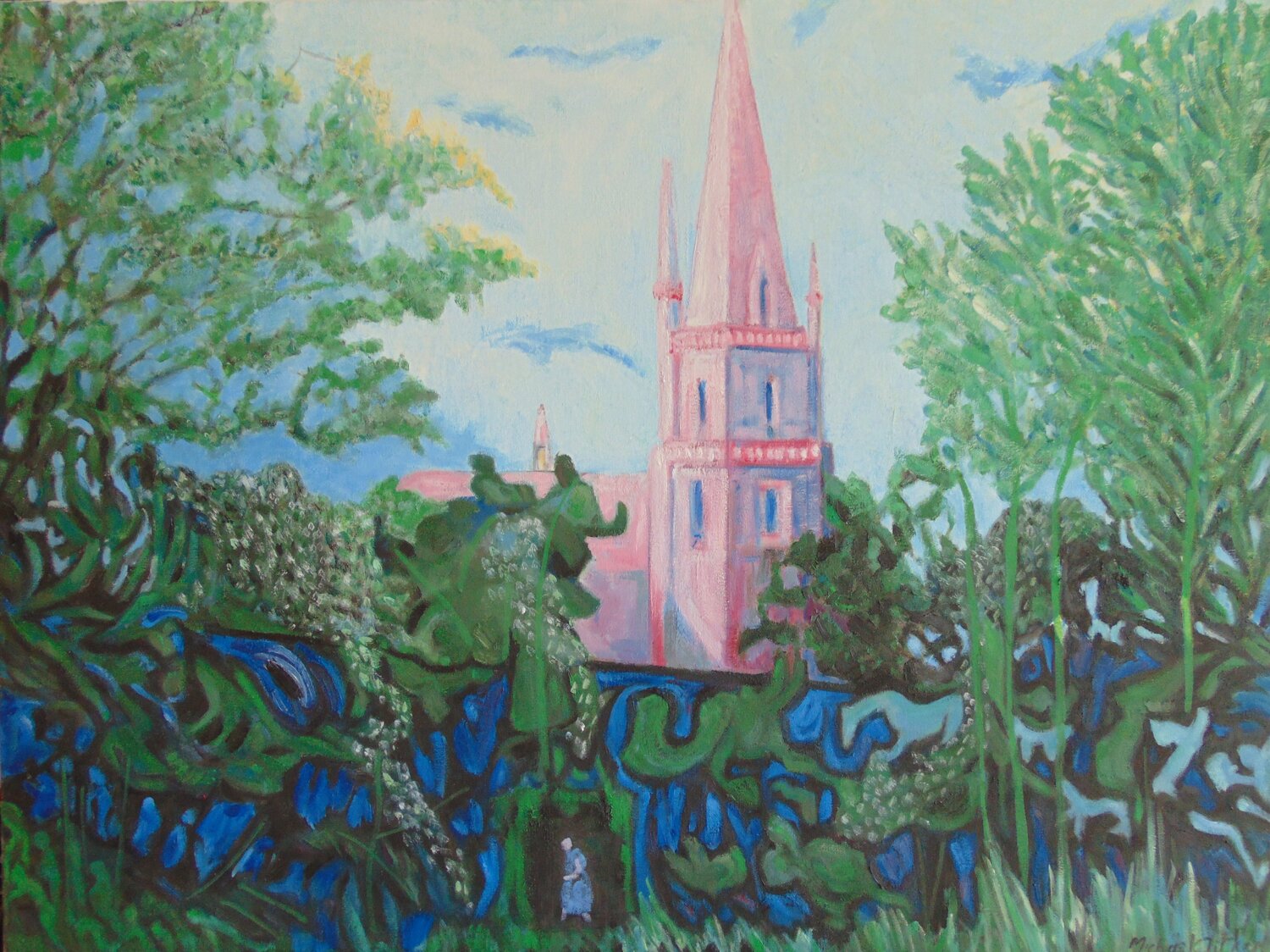 Greenwich Park Landscape "The Pink Church" michael aitken Original painting for sale