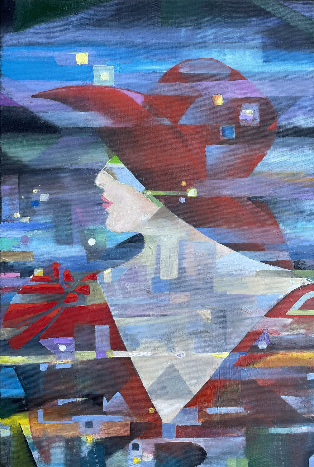Icona rossa Francesco Pellerano Original painting for sale