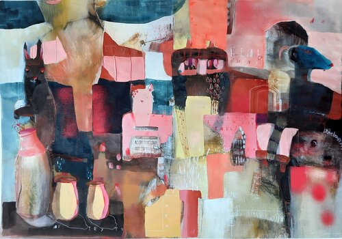 Follow the white rabbit (unfinished records series) by Nikky Wirth, Painting for Sale on Select