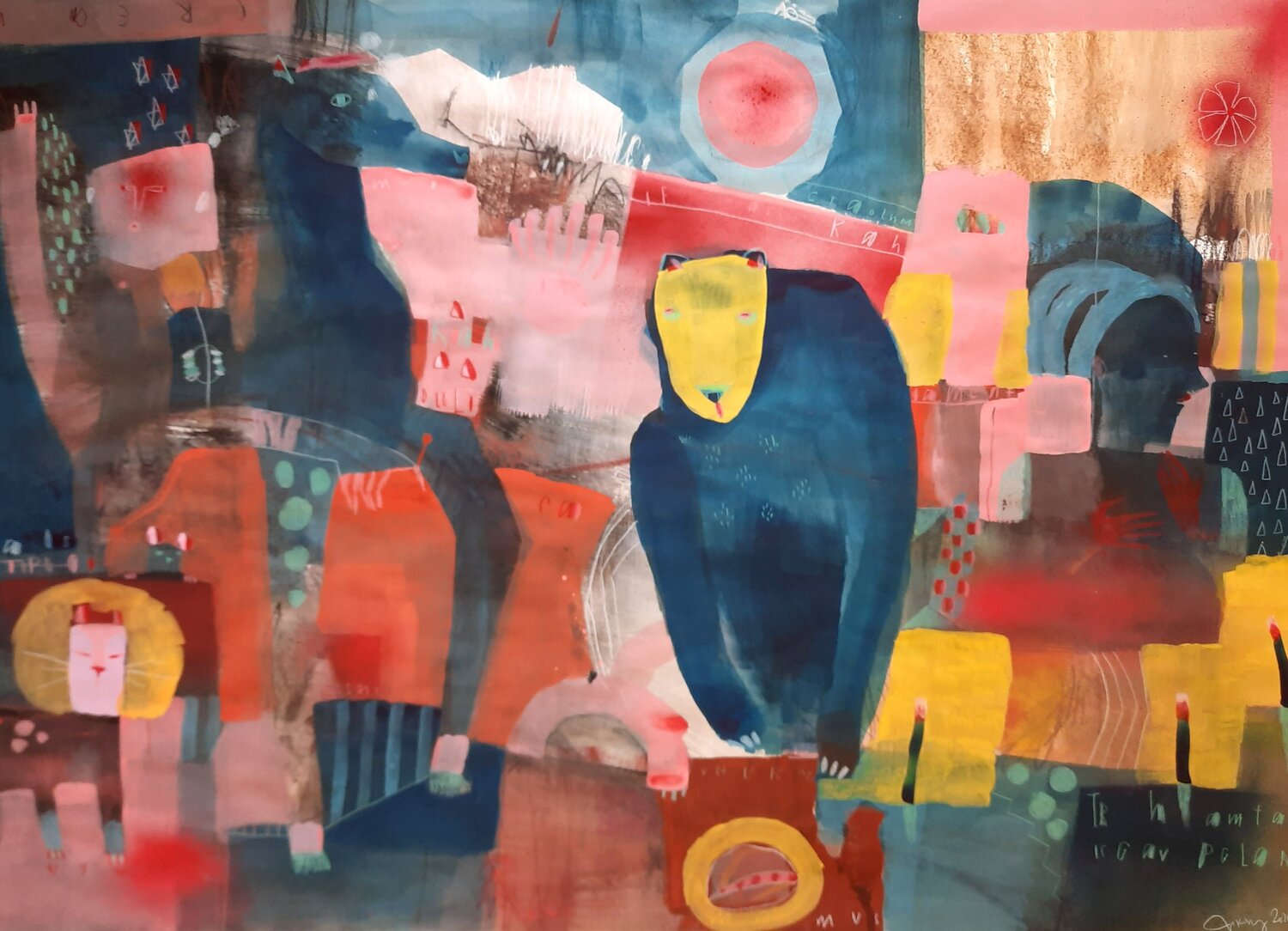 Unkempt rooms, with animals in it (unfinished records) Nikky Wirth Original painting for sale