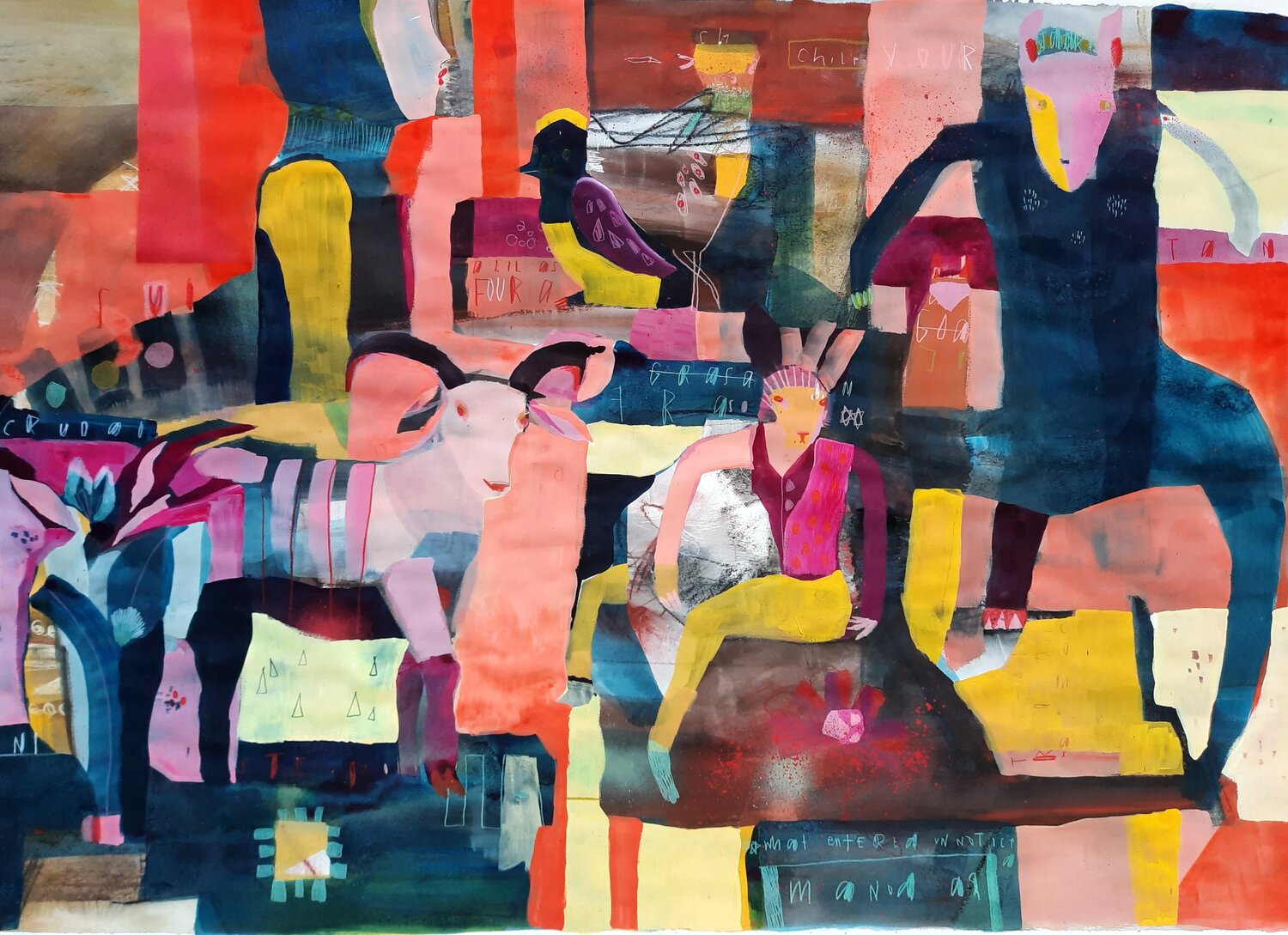 What entered unnoticed (unfinished records series) Nikky Wirth Original painting for sale