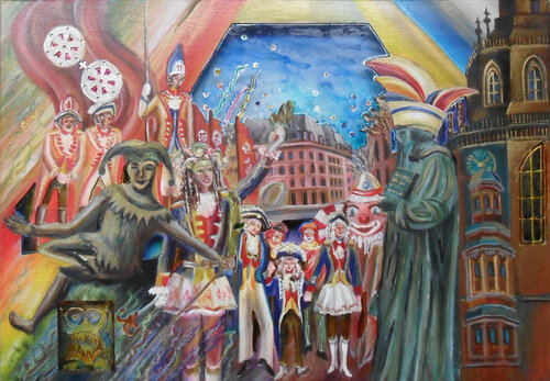 Mainz Carnival – from Jester’s Cap to marching Guards by Olga Milova, Painting for Sale on Select