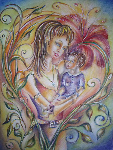 Mother and child – the blossoming Love by Olga Milova, Painting for Sale on Select