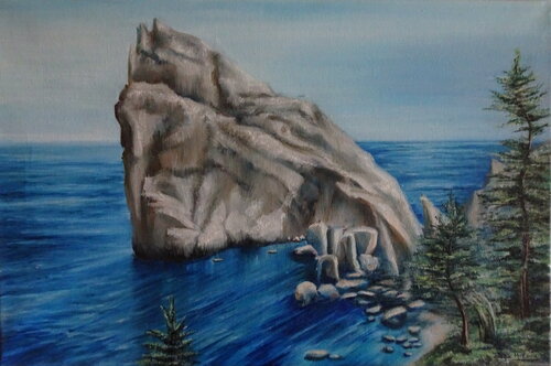 Rock in the Black Sea Waters by Olga Milova, Painting for Sale on Select