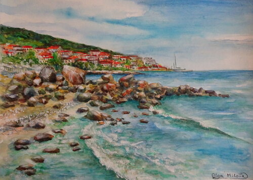 Summer Seascape on the Black Sea Coast by Olga Milova, Painting for Sale on Select