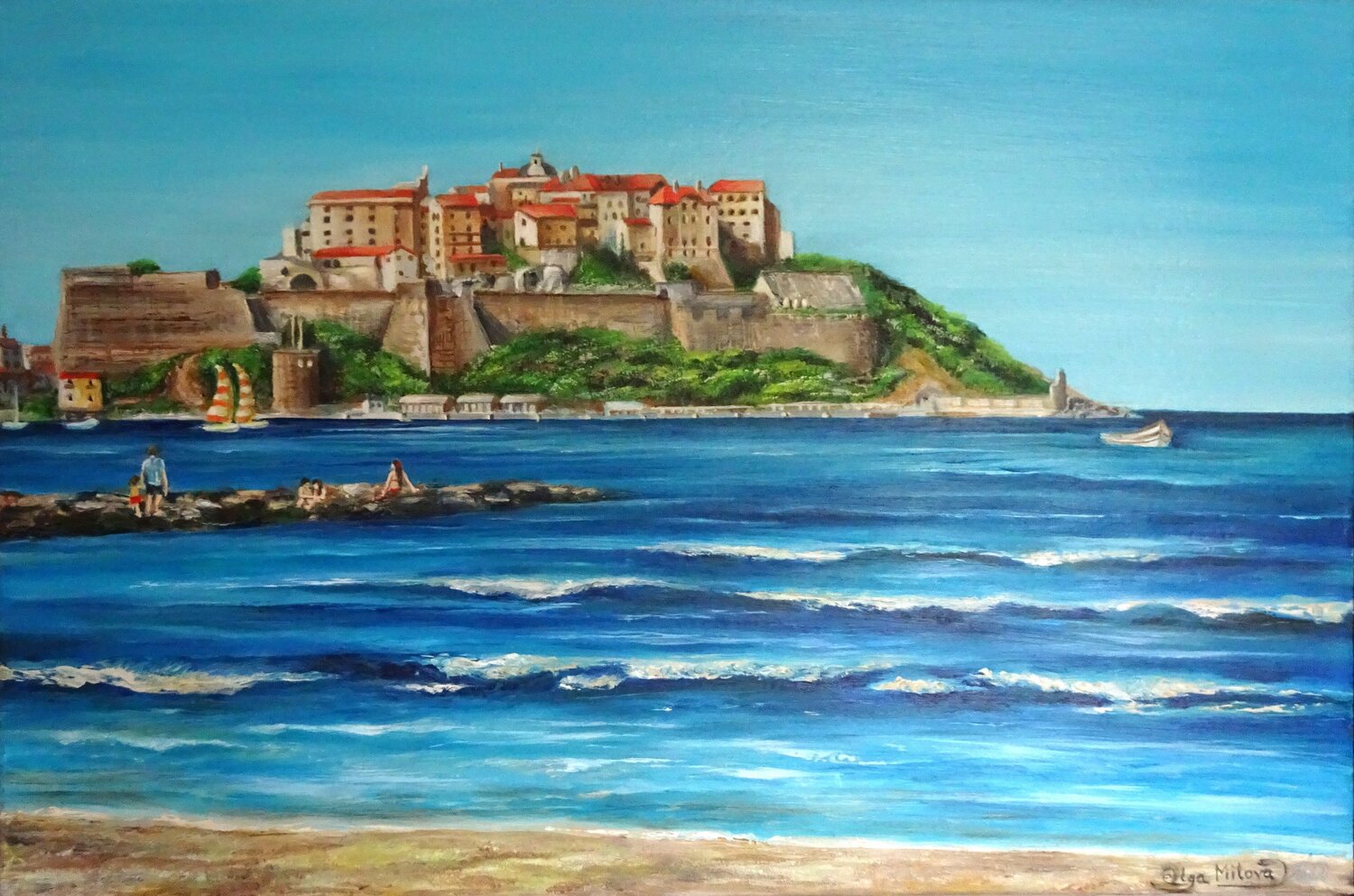 Calvi in Corsica – Fortress by the Sea Olga Milova Original painting for sale