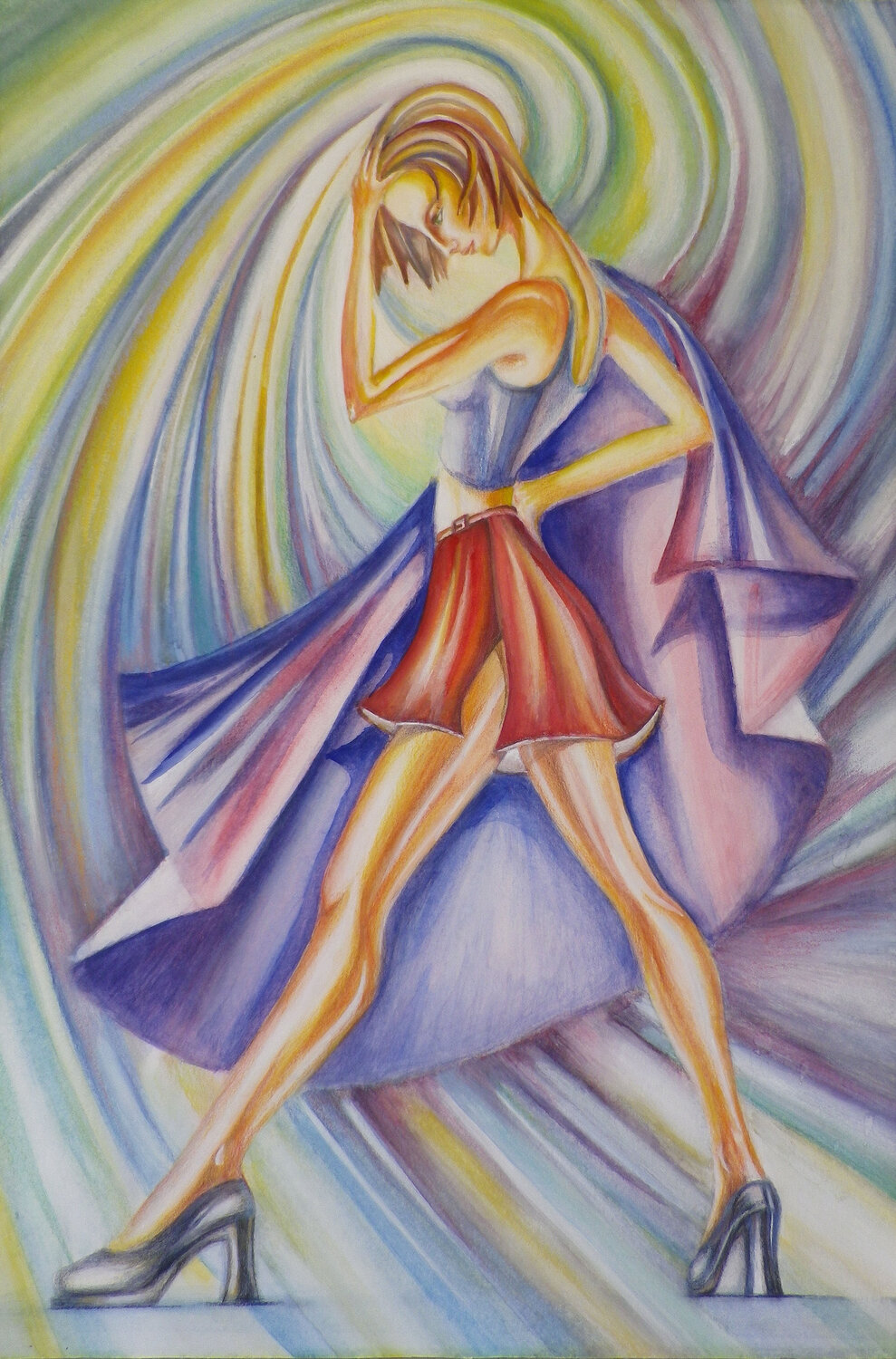 Woman in the Whirl of Despair - Emotion in Color Olga Milova Original painting for sale