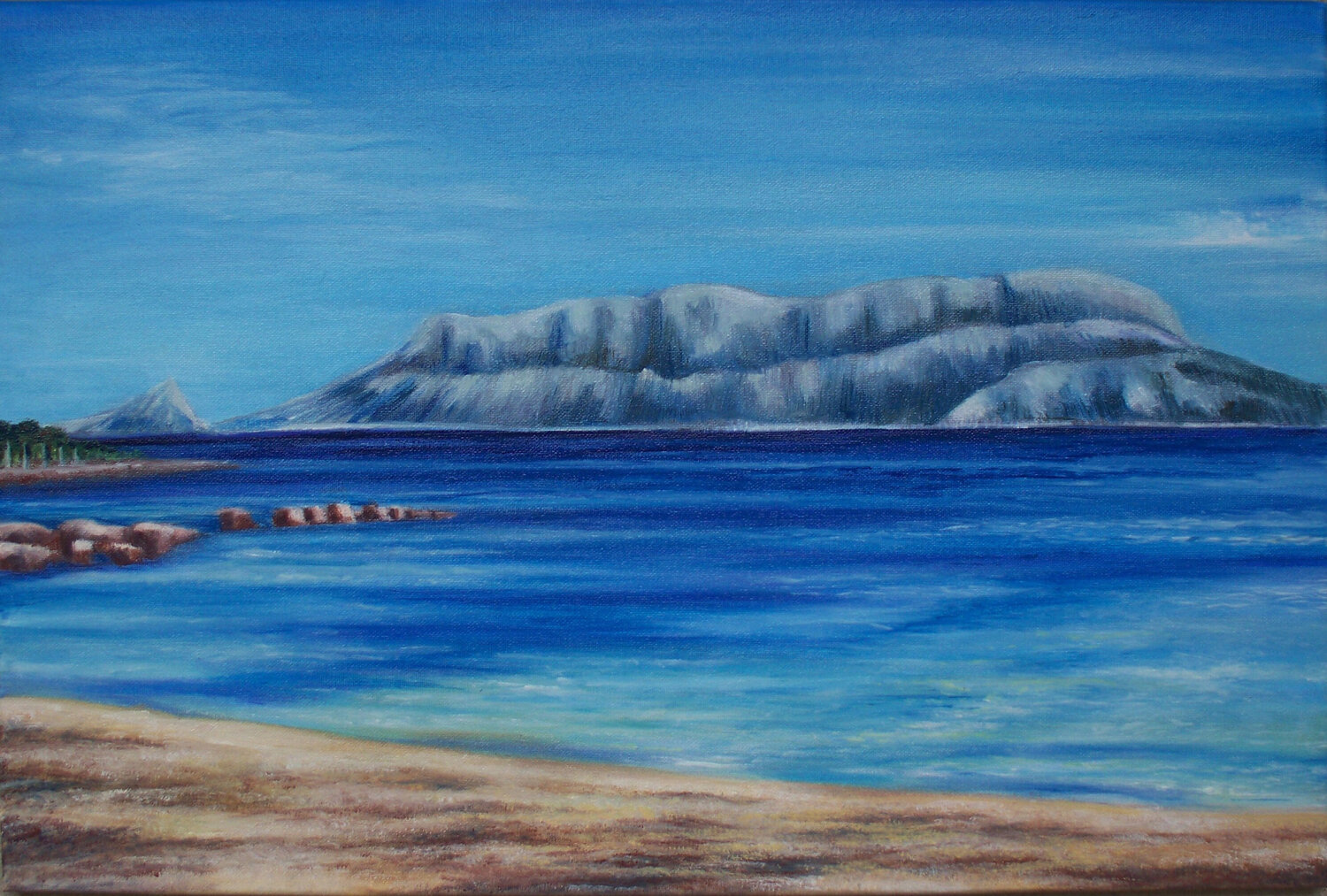 Sardinia's Horizon – Seascape from Pittulongu Olga Milova Original painting for sale