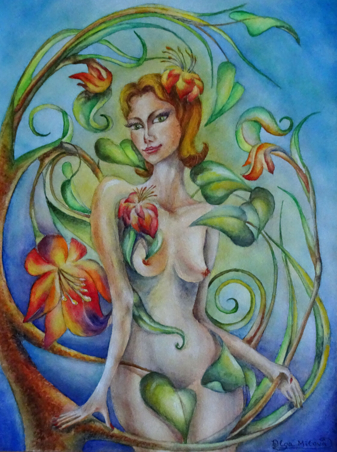 Spring, the woman in blossoming colors Olga Milova Original painting for sale