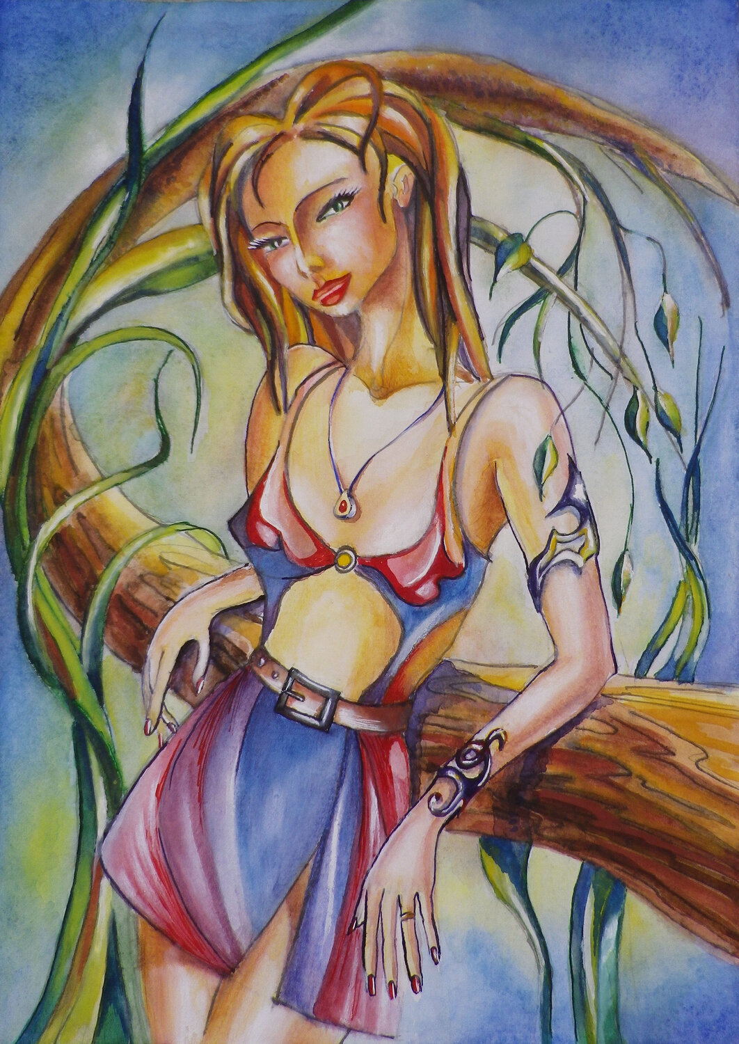 The Soul of Nature – mystical woman portrait Olga Milova Original painting for sale