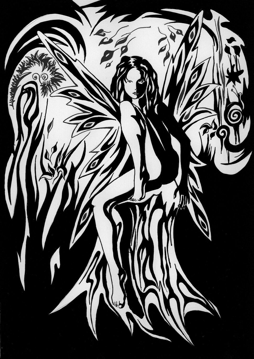 Shadow Fairy - Watcher of the Woodland Olga Milova Drawing for sale