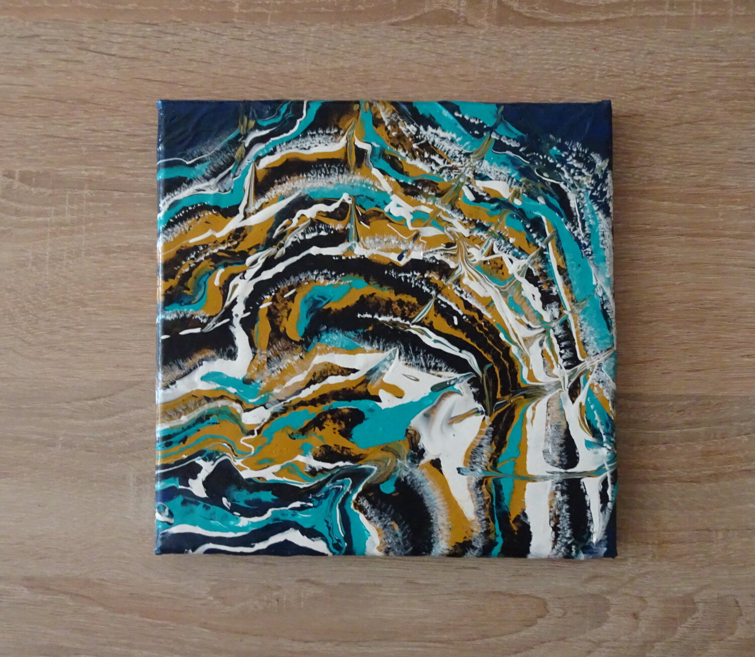Power of the Wave – Blue & Gold Flow Olga Milova Original painting for sale