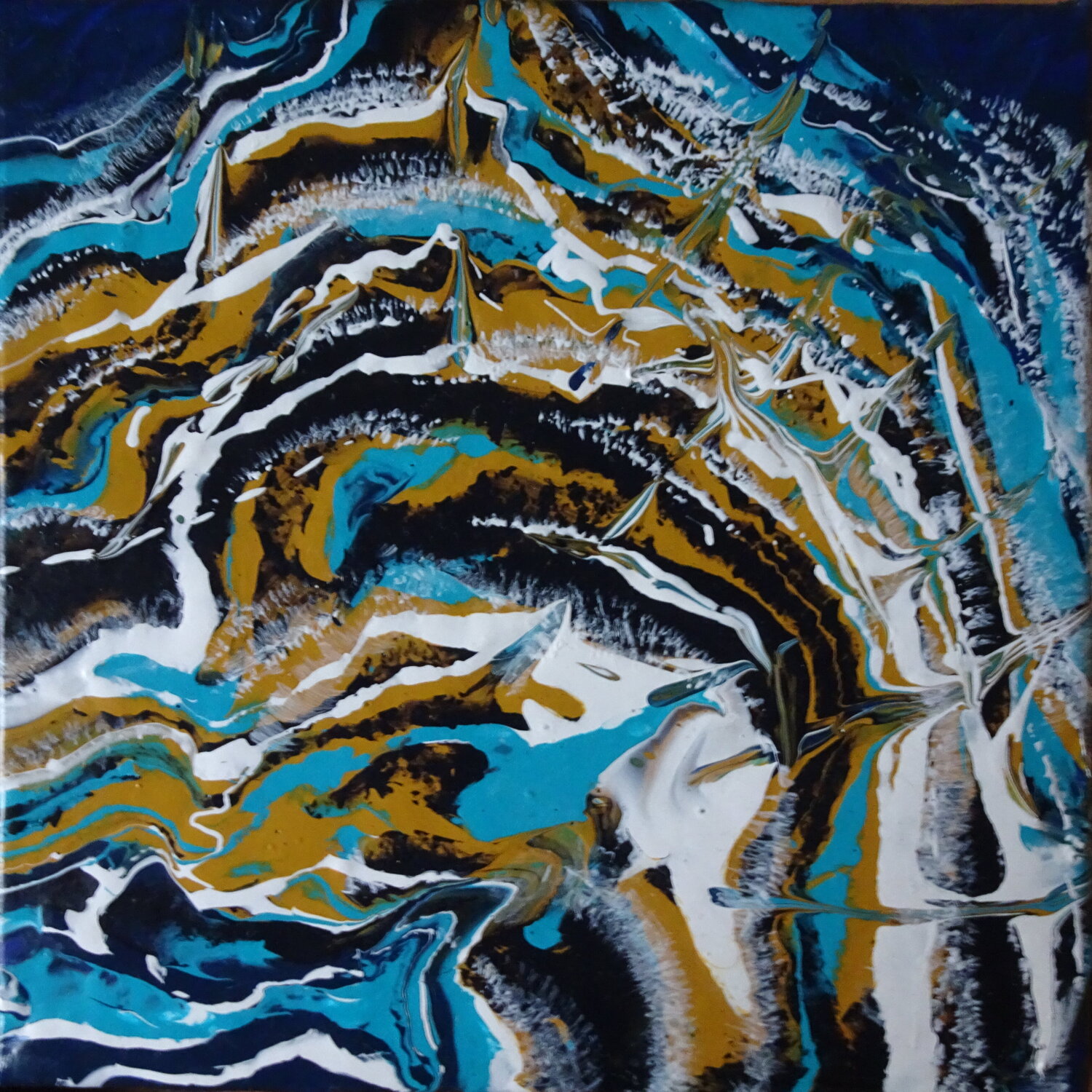 Power of the Wave – Blue & Gold Flow Olga Milova Original painting for sale