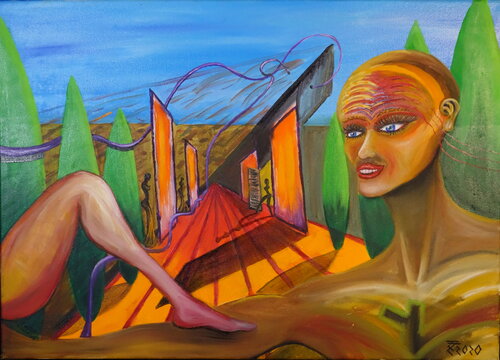 Begegnung im Park by Tilo Tscheulin, Painting for Sale on Select