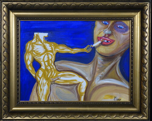 My Ego --- Asking for a cigarette after another epic battle by Tilo Tscheulin, Painting for Sale on Select